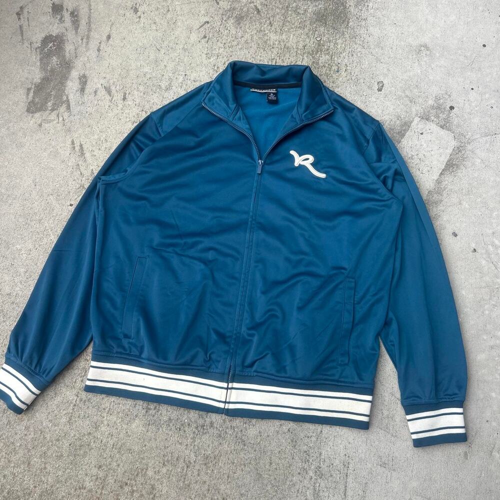 Roca wear y2k teal and white track jacket
